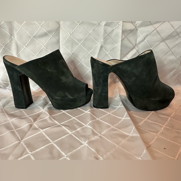 Kenneth Cole Dark Green Peep-Toe Mules, size 39 - Picture 3 of 12